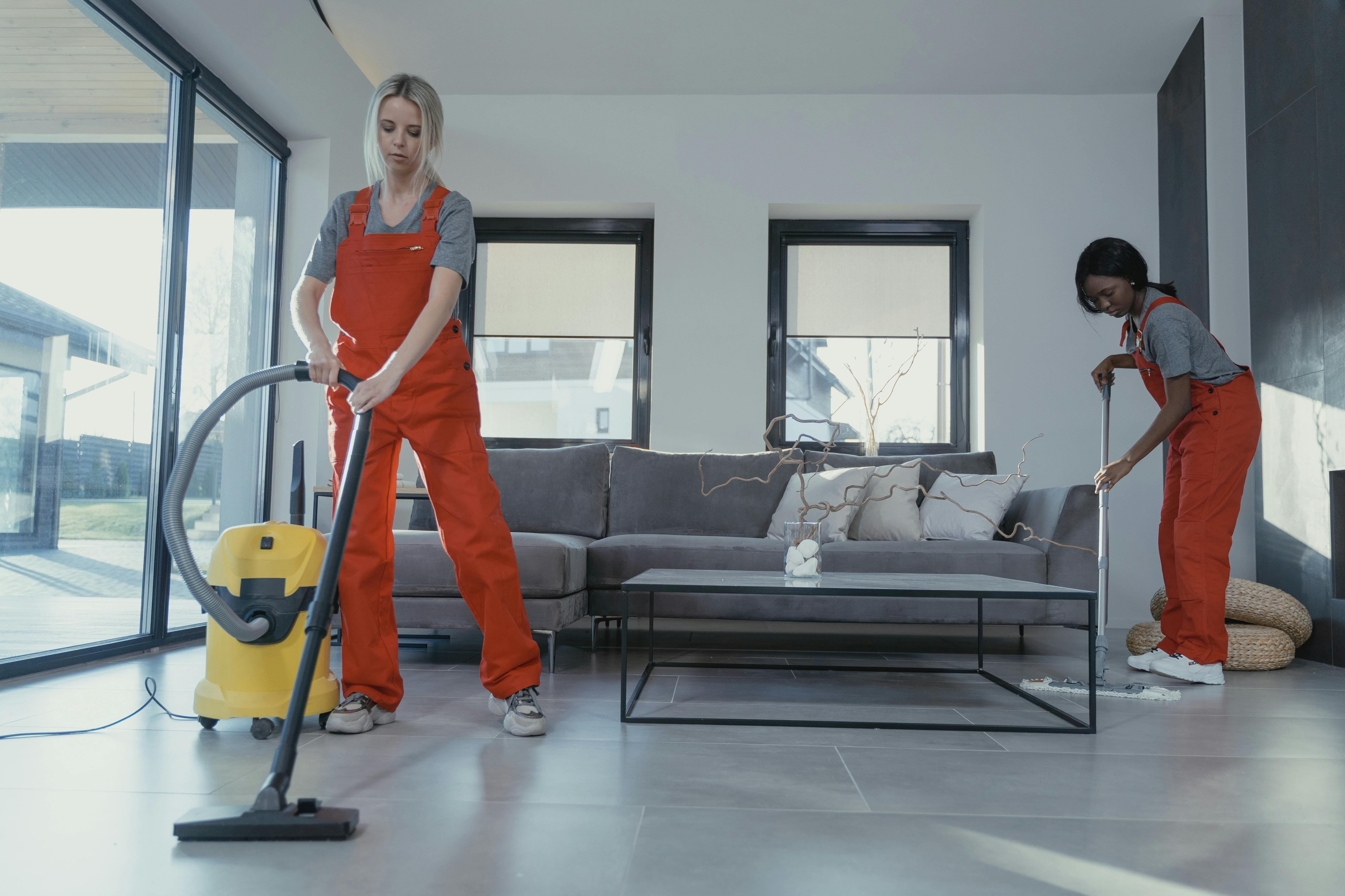 Rental Property Cleaning Crew Vacumm and Dry-mop